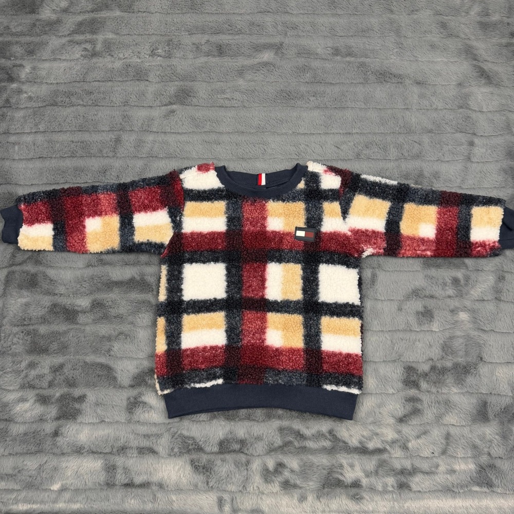 Tommy Hilfiger Kids Plaid Faux Fur Sherpa Sweatshirt Multicolor 24M 13880